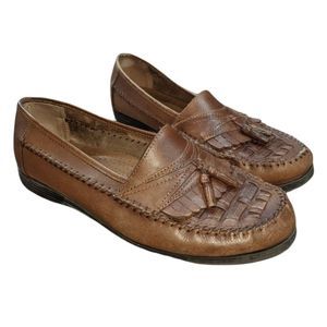GIORGIO BRUTINI Men's Bartell Wide Brown Leather Moccasin Loafers. Size 9.5W.